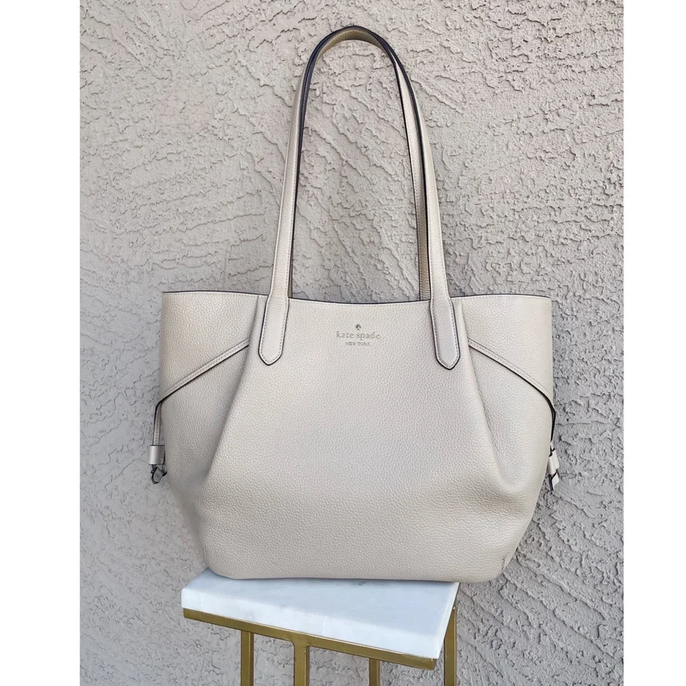 KATE SPADE Beige Cream Neutral Leather Large Dumpling Tote Bag
